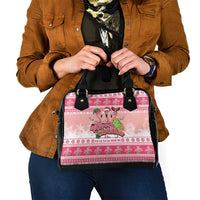 Flamingo Pink Christmas Shoulder Handbag Fa La La La Min Go - Wonder Print Shop