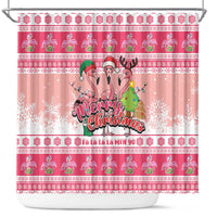 Flamingo Pink Christmas Shower Curtain Fa La La La Min Go - Wonder Print Shop