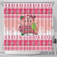 Flamingo Pink Christmas Shower Curtain Fa La La La Min Go - Wonder Print Shop