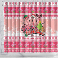 Flamingo Pink Christmas Shower Curtain Fa La La La Min Go - Wonder Print Shop