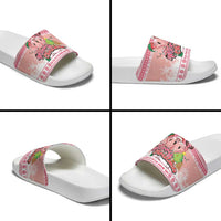 Flamingo Pink Christmas Slide Sandals Fa La La La Min Go - Wonder Print Shop
