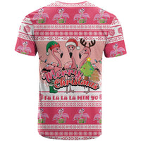 Flamingo Pink Christmas T Shirt Fa La La La Min Go - Wonder Print Shop