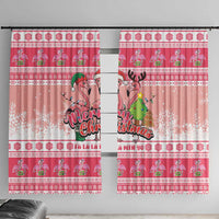 Flamingo Pink Christmas Window Curtain Fa La La La Min Go - Wonder Print Shop