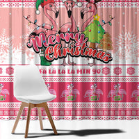 Flamingo Pink Christmas Window Curtain Fa La La La Min Go - Wonder Print Shop