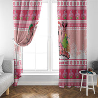 Flamingo Pink Christmas Window Curtain Fa La La La Min Go - Wonder Print Shop