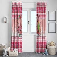Flamingo Pink Christmas Window Curtain Fa La La La Min Go - Wonder Print Shop