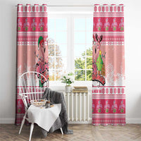 Flamingo Pink Christmas Window Curtain Fa La La La Min Go - Wonder Print Shop