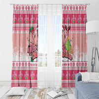 Flamingo Pink Christmas Window Curtain Fa La La La Min Go - Wonder Print Shop