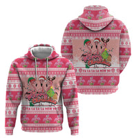 Flamingo Pink Christmas Zip Hoodie Fa La La La Min Go - Wonder Print Shop