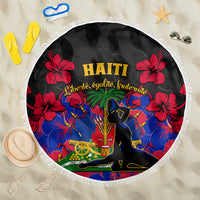 Haiti Independence Day Beach Blanket Hibiscus Neg Marron - Wonder Print Shop