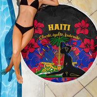 Haiti Independence Day Beach Blanket Hibiscus Neg Marron - Wonder Print Shop