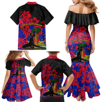 Haiti Independence Day Family Matching Mermaid Dress and Hawaiian Shirt Hibiscus Neg Marron - Wonder Print Shop