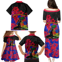 Haiti Independence Day Family Matching Puletasi Dress and Hawaiian Shirt Hibiscus Neg Marron - Wonder Print Shop
