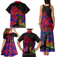 Haiti Independence Day Family Matching Tank Maxi Dress and Hawaiian Shirt Hibiscus Neg Marron - Wonder Print Shop