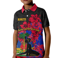 Haiti Independence Day Kid Polo Shirt Hibiscus Neg Marron - Wonder Print Shop