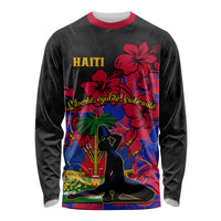 Haiti Independence Day Long Sleeve Shirt Hibiscus Neg Marron - Wonder Print Shop