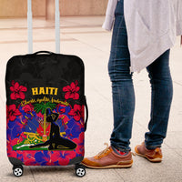 Haiti Independence Day Luggage Cover Hibiscus Neg Marron - Wonder Print Shop