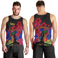 Haiti Independence Day Men Tank Top Hibiscus Neg Marron - Wonder Print Shop