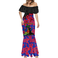 Haiti Independence Day Mermaid Dress Hibiscus Neg Marron - Wonder Print Shop