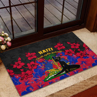 Haiti Independence Day Rubber Doormat Hibiscus Neg Marron - Wonder Print Shop