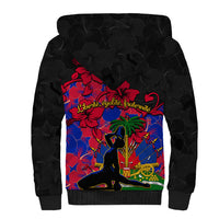 Haiti Independence Day Sherpa Hoodie Hibiscus Neg Marron - Wonder Print Shop