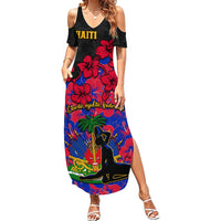 Haiti Independence Day Summer Maxi Dress Hibiscus Neg Marron - Wonder Print Shop