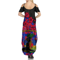 Haiti Independence Day Summer Maxi Dress Hibiscus Neg Marron - Wonder Print Shop