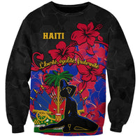 Haiti Independence Day Sweatshirt Hibiscus Neg Marron - Wonder Print Shop