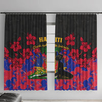 Haiti Independence Day Window Curtain Hibiscus Neg Marron - Wonder Print Shop