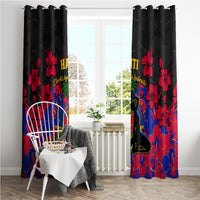 Haiti Independence Day Window Curtain Hibiscus Neg Marron - Wonder Print Shop