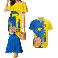 Ukraine Unity Day Couples Matching Mermaid Dress and Hawaiian Shirt Ukrainian Unification Act - Wonder Print Shop