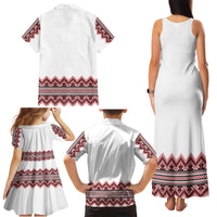 Ukraine Folk Pattern Family Matching Tank Maxi Dress and Hawaiian Shirt Ukrainian Traditional Version - Wonder Print Shop