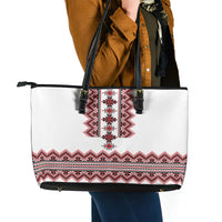 Ukraine Folk Pattern Leather Tote Bag Ukrainian Traditional Version - Wonder Print Shop