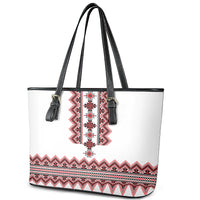 Ukraine Folk Pattern Leather Tote Bag Ukrainian Traditional Version - Wonder Print Shop