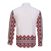 Ukraine Folk Pattern Long Sleeve Button Shirt Ukrainian Traditional Version - Wonder Print Shop