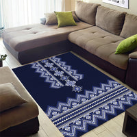 Ukraine Folk Pattern Area Rug Ukrainian Navy Blue Version - Wonder Print Shop