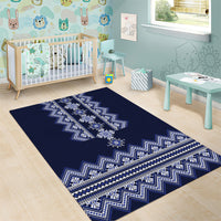 Ukraine Folk Pattern Area Rug Ukrainian Navy Blue Version - Wonder Print Shop