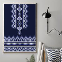 Ukraine Folk Pattern Canvas Wall Art Ukrainian Navy Blue Version - Wonder Print Shop