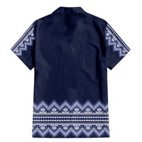 Ukraine Folk Pattern Family Matching Mermaid Dress and Hawaiian Shirt Ukrainian Navy Blue Version - Wonder Print Shop