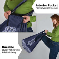Ukraine Folk Pattern Grocery Bag Ukrainian Navy Blue Version