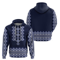 Ukraine Folk Pattern Hoodie Ukrainian Navy Blue Version - Wonder Print Shop