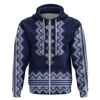 Ukraine Folk Pattern Hoodie Ukrainian Navy Blue Version - Wonder Print Shop