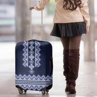 Ukraine Folk Pattern Luggage Cover Ukrainian Navy Blue Version - Wonder Print Shop