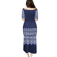 Ukraine Folk Pattern Puletasi Ukrainian Navy Blue Version - Wonder Print Shop