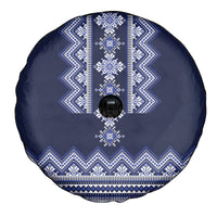 Ukraine Folk Pattern Spare Tire Cover Ukrainian Navy Blue Version - Wonder Print Shop