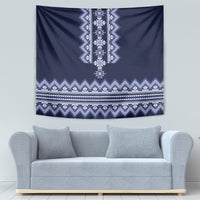 Ukraine Folk Pattern Tapestry Ukrainian Navy Blue Version - Wonder Print Shop