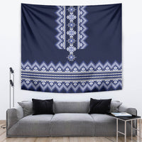 Ukraine Folk Pattern Tapestry Ukrainian Navy Blue Version - Wonder Print Shop
