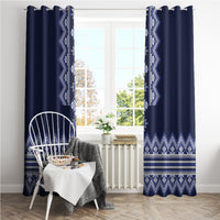 Ukraine Folk Pattern Window Curtain Ukrainian Navy Blue Version - Wonder Print Shop