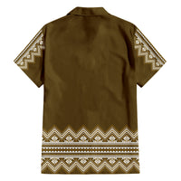 Ukraine Folk Pattern Hawaiian Shirt Ukrainian Wood Brown Version - Wonder Print Shop