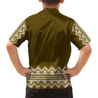 Ukraine Folk Pattern Hawaiian Shirt Ukrainian Wood Brown Version - Wonder Print Shop